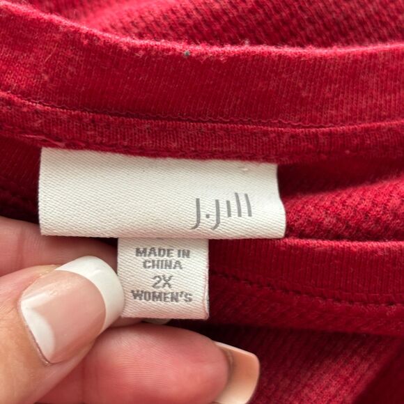 J Jill Women Thermal Knit Tunic Top Pockets Long Sleeve Muted Red Size 2X J110 - Picture 7 of 9